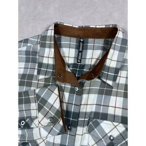 KUHL Tess Flannel Shirt Womens Side XL Green Plaid Snap Button Up Long Sleeve
